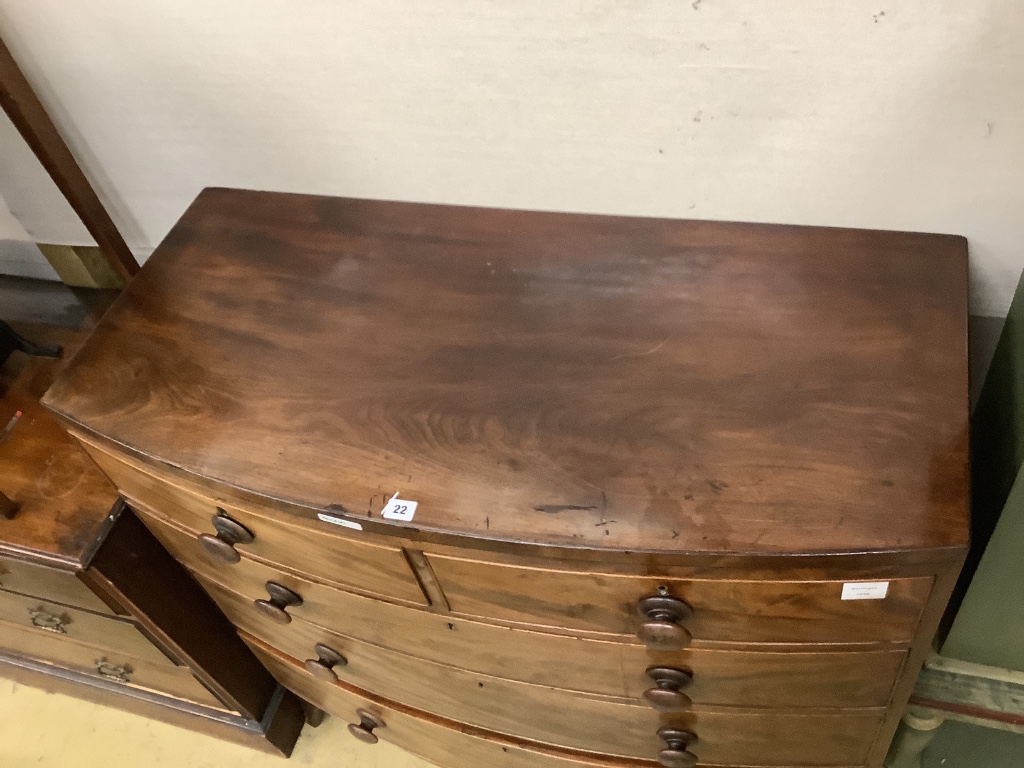 A Regency mahogany bowfront chest, width 106cm depth 50cm height 104cm